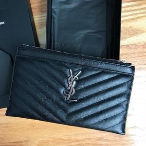 MONOGRAM BILL POUCH/EMBOSSED LEATHER